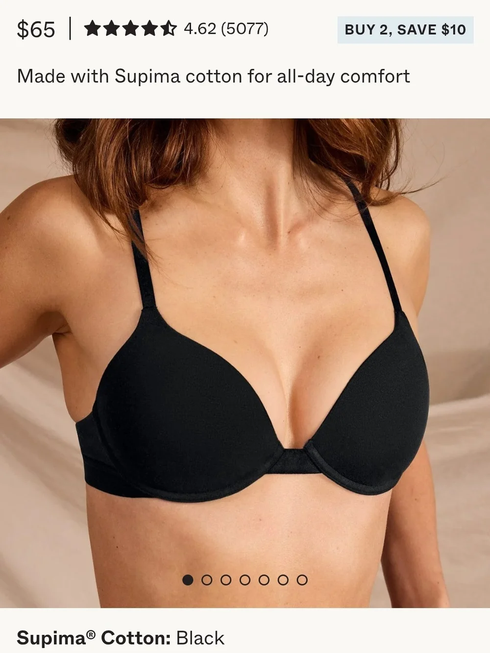 Pepper Supima Cotton Black Push-Up Bra